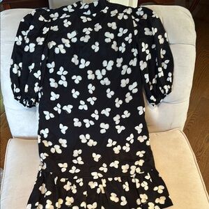 The Kooples Black Dress with White Floral Design